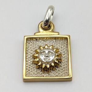Sergio Bustamante Signed 927 Sterling Silver Mexico Sun Two-Tone Square Pendant